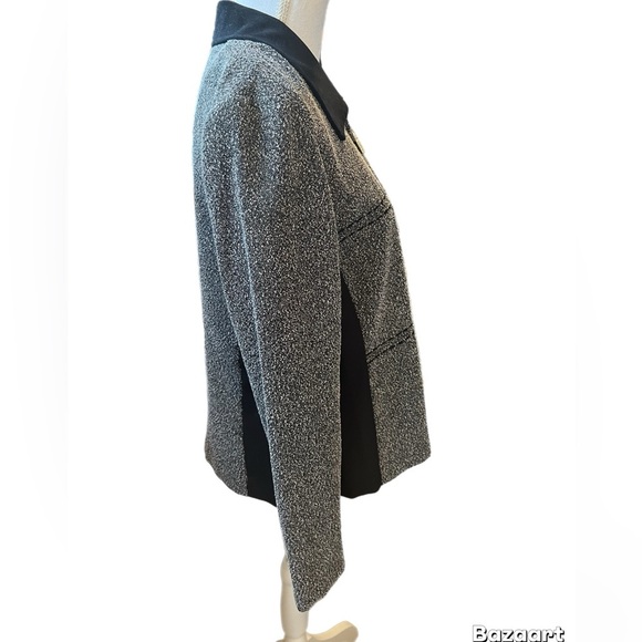 Miss Dorby Black And White Speckled Long Sleeve Jacket Zip Up Size 12 - Picture 3 of 5